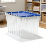 Stackable Clear Storage Tote with Attached Lid