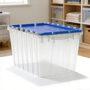 Stackable Clear Storage Tote with Attached Lid