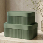 Set of 2 Fluted Cardboard Storage Boxes with Lids