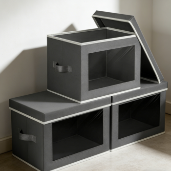 3-Pack Collapsible Fabric Storage Boxes with Window