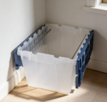 Stackable Storage Box with Lid Attached and Hanging Rails