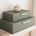 Set of 2 PU Leather Storage Boxes with Lids