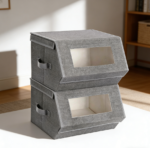 Set of 2 Stackable Storage Bins with Magnetic Closures