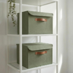 Set of 2 Large Linen Storage Boxes with Lids