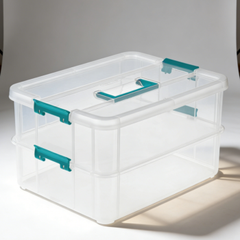 Two-Layer Stack & Carry Box with Clear Lid
