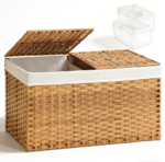 Rattan Storage Basket with Two Lids and Liners