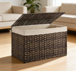 Large Foldable Woven Storage Bin with Metal Frame