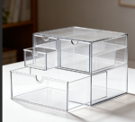 Acrylic 4-Drawer Organiser, Set of 2, Stackable