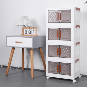 4-Tier Stackable Collapsible Storage Bins with Wheels