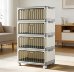 4-Tier Stackable Storage Bins, Collapsible, 87.1 L Total