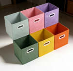 Pack of 6 Collapsible Fabric Cube Storage Bins