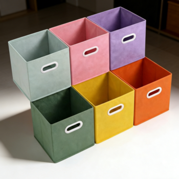 Pack of 6 Collapsible Fabric Cube Storage Bins