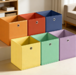 Set of 6 Foldable Rainbow Fabric Storage Cubes