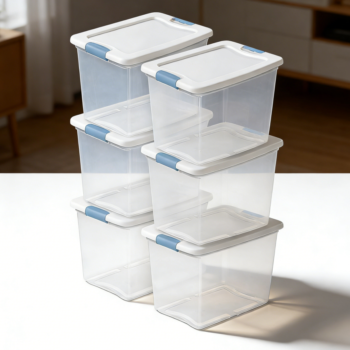 6-Pack Clear Under Bed Latching Storage Bins